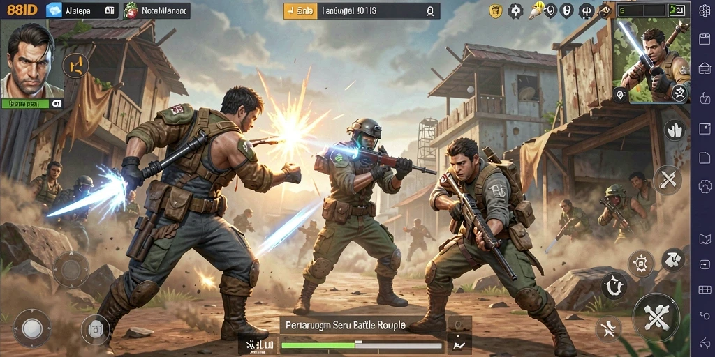 Tampilan gameplay Battle Royale yang mendebarkan di 88ID.