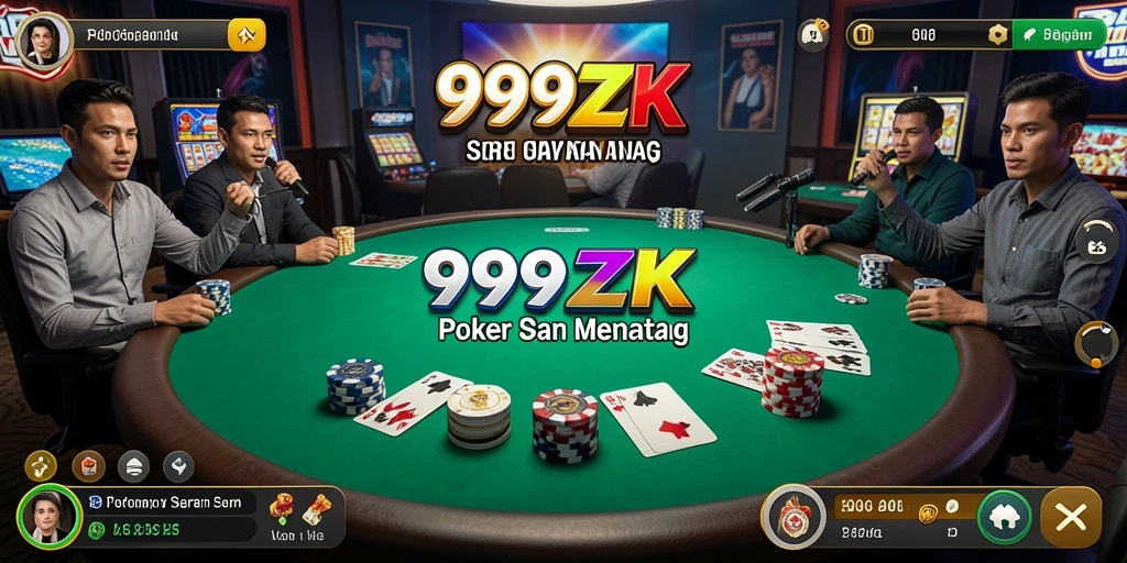 Tampilan utama gameplay Poker di 999ZK yang menarik.