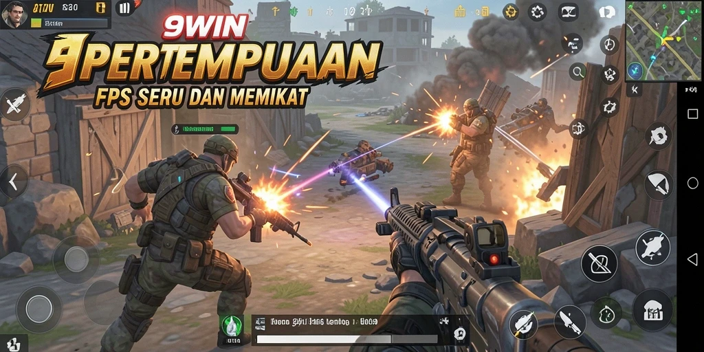 Gameplay intens dalam pertempuran FPS 9WIN.