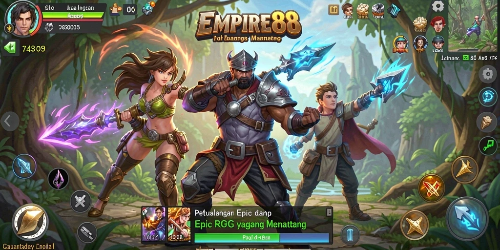 Tampilan gameplay RPG yang epik dan memukau di EMPIRE88.