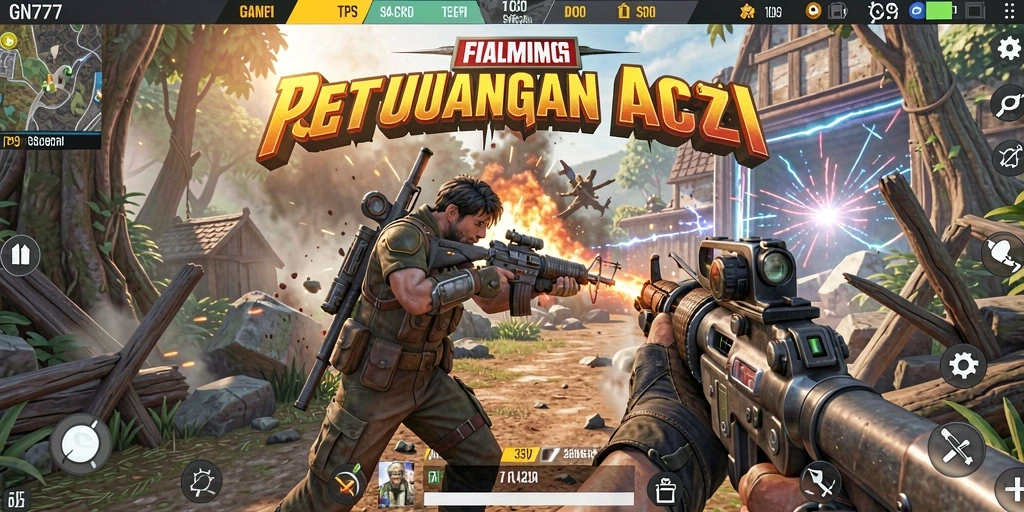 Gameplay GN777 dalam aksi pertarungan TPS yang epik.