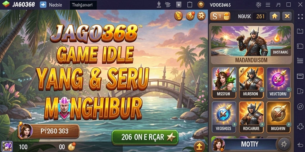 Screenshot gameplay JAGO368 menunjukkan momen seru dalam mengelola karakter Idle.