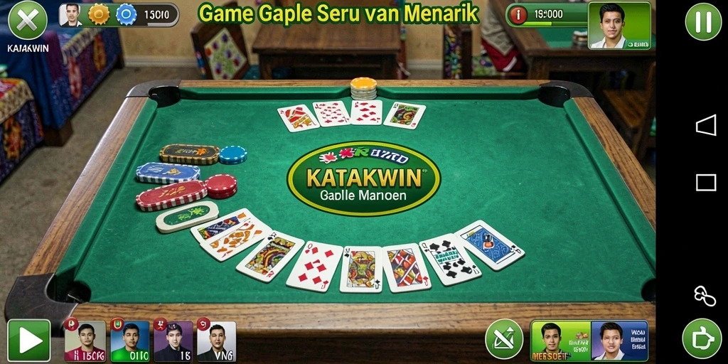 Tampilan gameplay seru dalam aplikasi KATAKWIN yang memperlihatkan permainan Gaple.