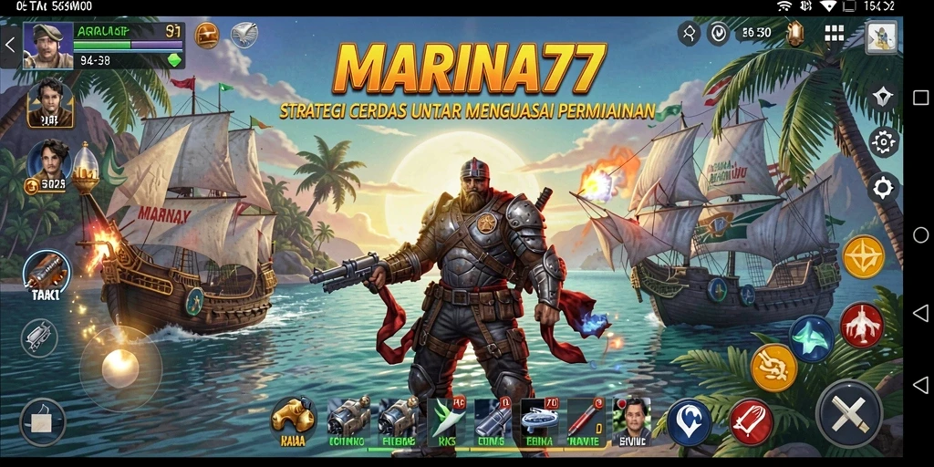 Screenshot menunjukkan aksi strategis dalam gameplay MARINA77.