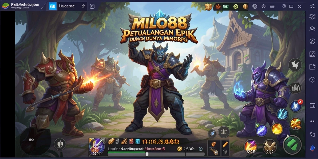 Tampilan gameplay epik dalam petualangan MMORPG.