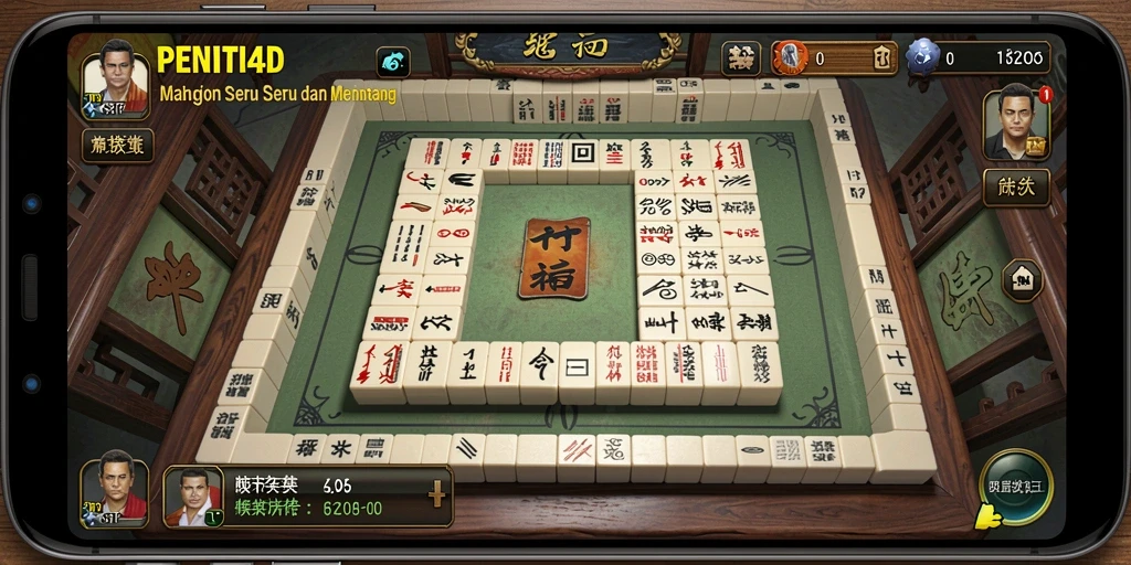 Screenshot gameplay PENITI4D menampilkan momen seru mencocokkan ubin Mahjong.