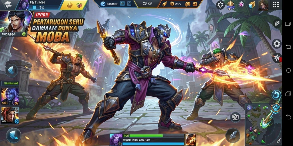 Gameplay seru RPRR dengan pertarungan strategis dalam arena MOBA.