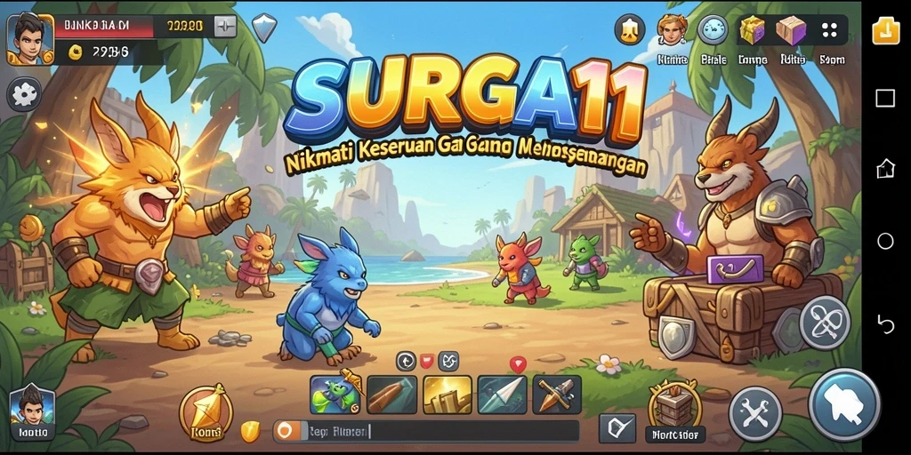 Screenshot gameplay SURGA11 menunjukkan aksi seru karakter dalam dunia Idle.