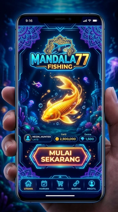 Screenshot aplikasi mandala77 menunjukkan beragam kategori yang tersedia.